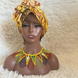 Zulu Hand Beaded Spear Fringe Necklace South African